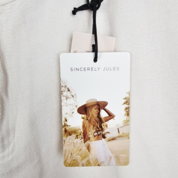 Sincerely Jules Wide Leg Crop Pants in Cream NWT - Picture 3 of 8